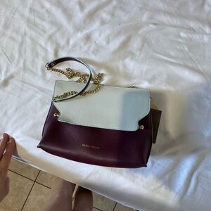 Strathberry Two-Tone Burgundy and Pale Blue Leather Crossbody